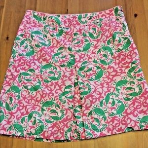 LL Bean Size 14 skirt crab lobster print pockets!